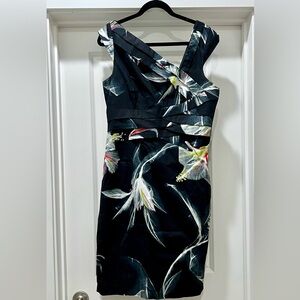 Karen Millen Tropical Floral Dress cap sleeve US 8